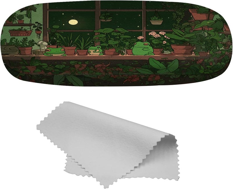Cabreche Glasses Case Hard Shell Eyeglass Portable Glasses Eyeglasses Holder Box with Cleaning Cloth Women Girls Men Cute - Image 1